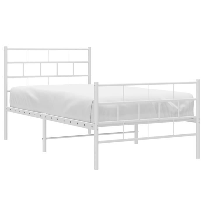 VidaXL Cadre de lit métal avec tête de lit-pied de lit blanc 100x200cm 355721