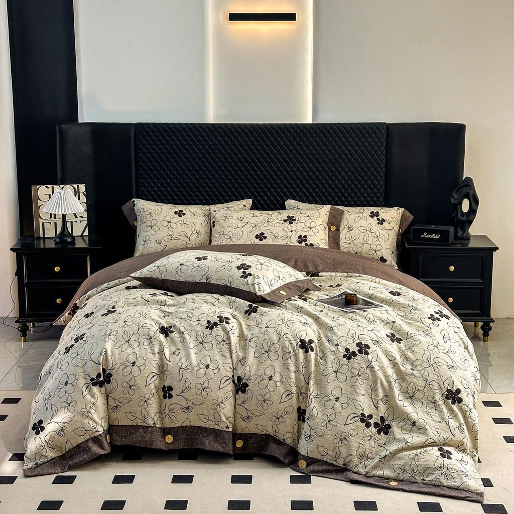 Retro Linen Cotton Brushed Double Bedding Set