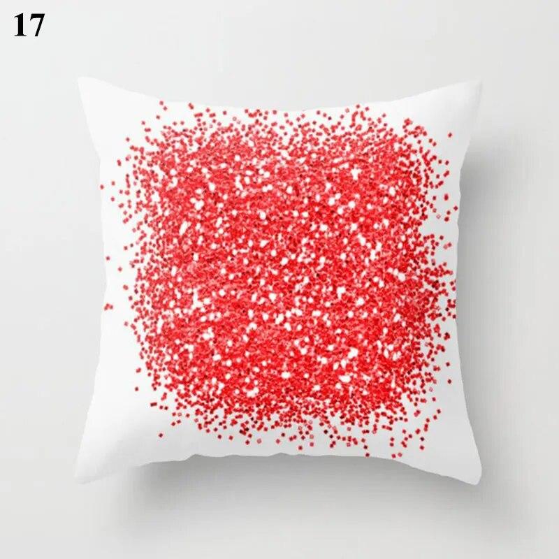 Red Cushion Cover Geometric Print Pillowcase  Wedding Decor
