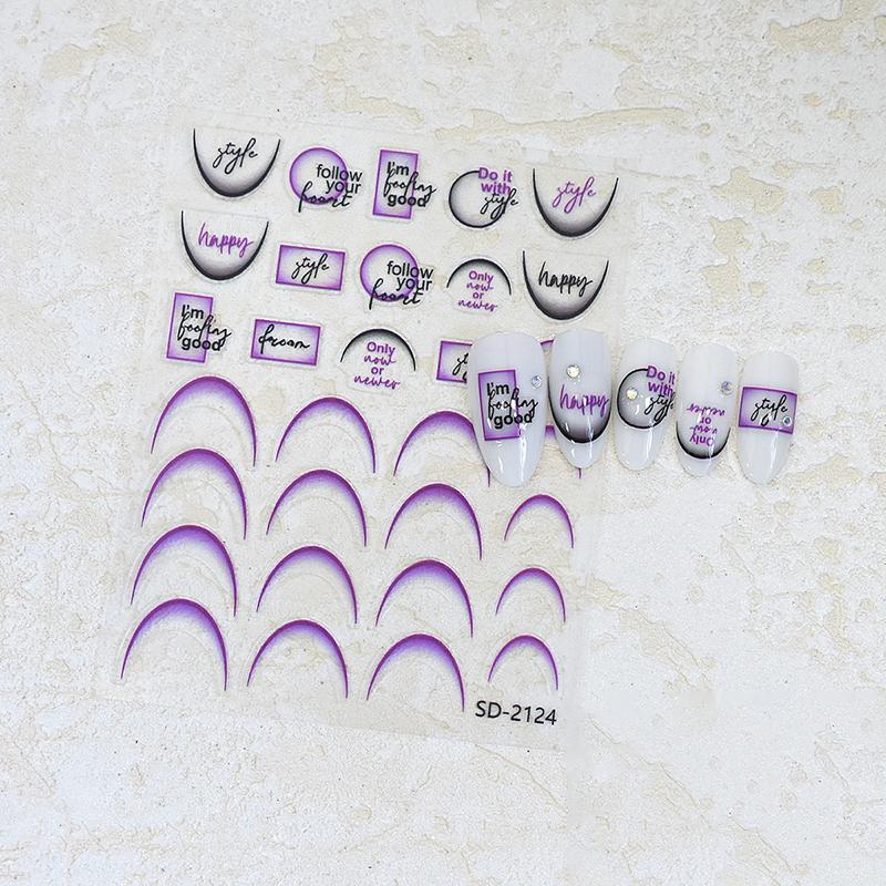 

Градиентные наклейки для дизайна ногтей с французскими линиями, разноцветные самоклеящиеся слайдеры, трафареты для маникюра, руководства для самостоятельного декора ногтей фиолетовый