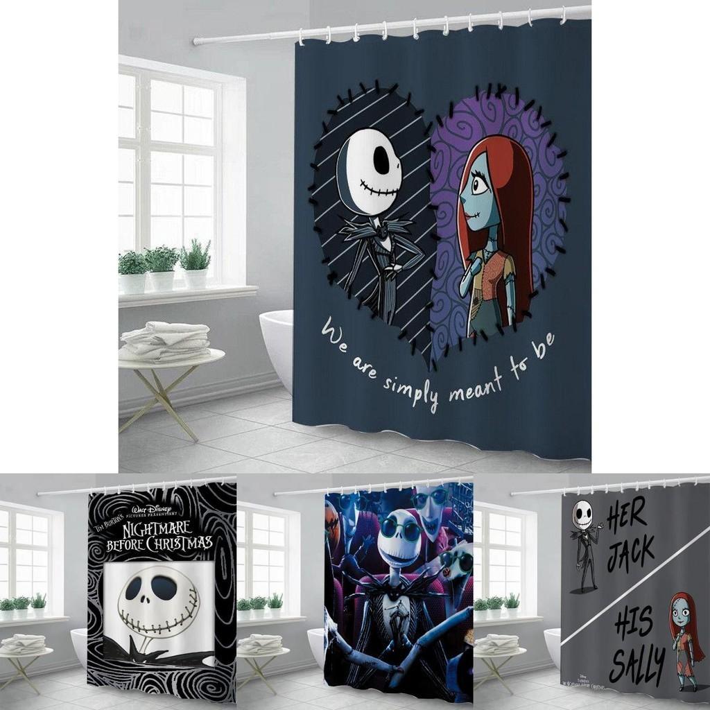 Żywa i kolorowa zasłona prysznicowa Miasteczko Halloween z haczykami do łazienek