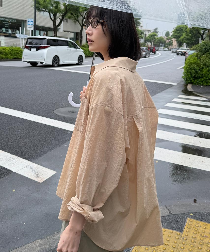 MALOUPE 4121 Summer Nylon Oversized Shirt (Beige)
