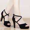 Summer New Women's Heel Sandals Thin Heel One-word Buckle Trend Fashion Women's Shoes