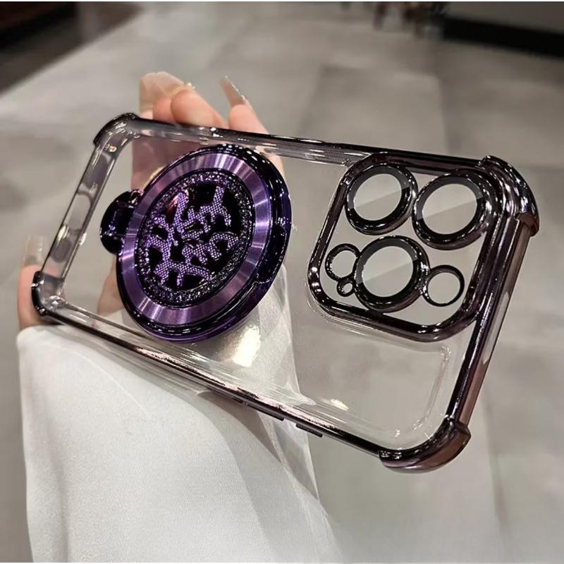 

Applicable To Apple 16 Mobile Phone Case Light Luxury Rotating Magnetic Suction Bracket IPhone 15 European and American Four-corner Couple Shell iPhone x/xs