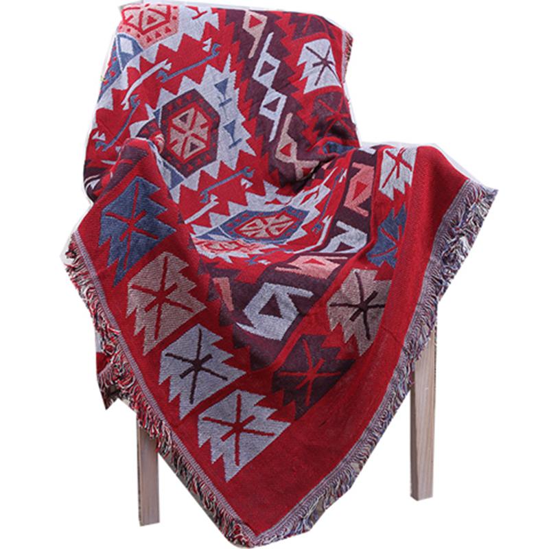 Doppelseitig gestrickte Sofadecke aus Faden, amerikanischer Stil, geometrisches Muster, Handtuch für Zweisitzer, Bezüge für das Wohnzimmer