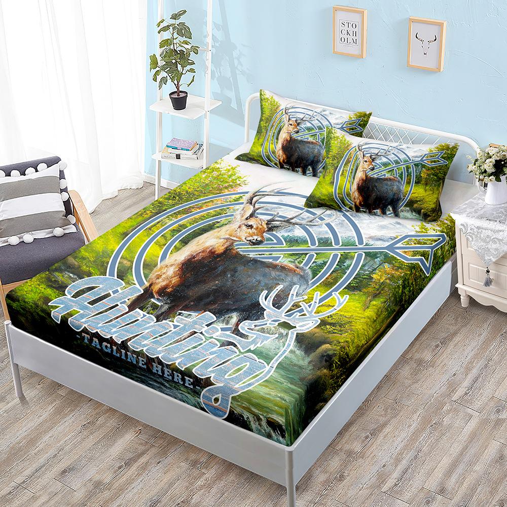 Animal Deer Kit, Mattress, Three-Piece Set, Bedspread, Pillowcase, Mattress Protective Cover, Bed Sheet All-Inclusive, Elastic