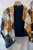 Women' Scarf 90X90 with Letter Pattern - Amber and Black Check with Monogram