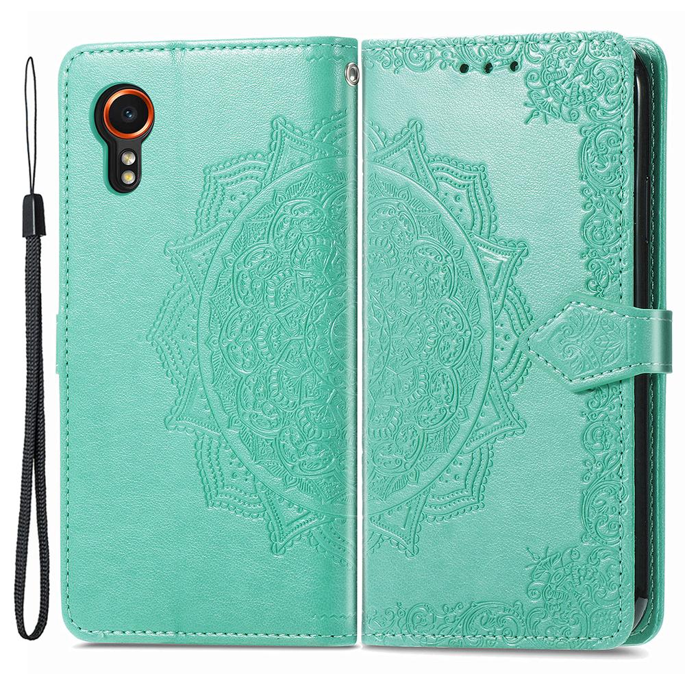 Pro Samsung Galaxy Xcover7 Magnetický pouzdro na telefon Embosovaný Mandala Květinový Kryt se sloty na karty