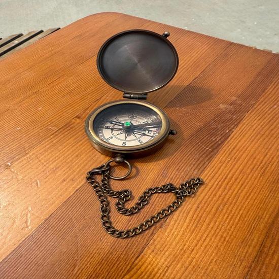 5.08 Cm Engraved Brass Compass with Leather Case Inspirational Keepsake with Chain Message Graduation, Birthday, or Travel Gift for Son