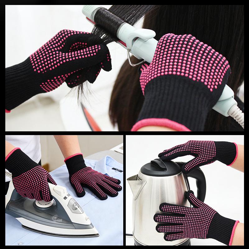 Heat-Resistant Anti-Scald Double-Sided Beaded Hairdressing Gloves for Curling Irons and Straighteners