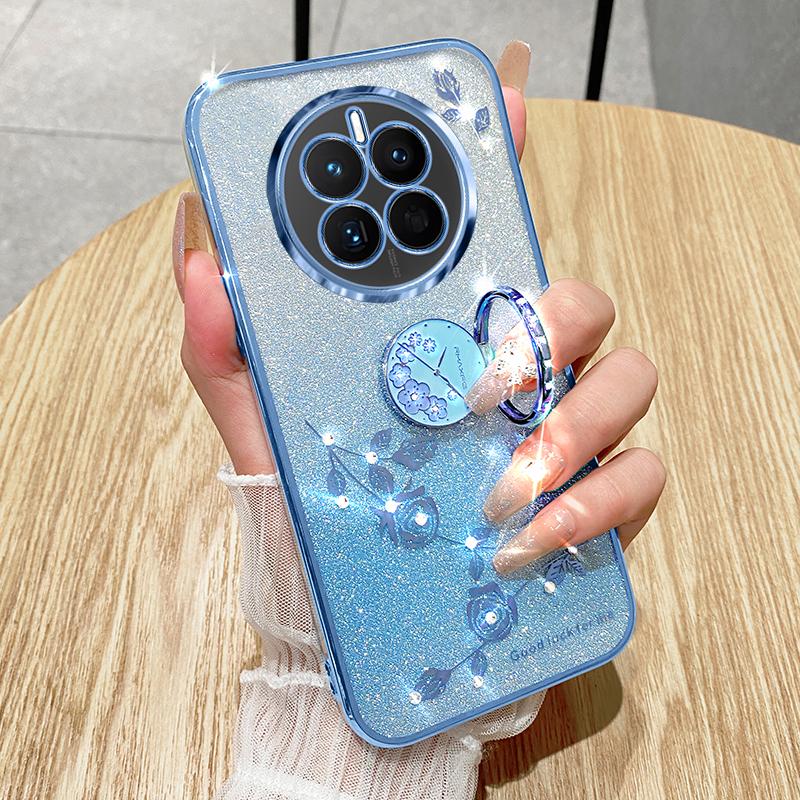 KADEM For Realme 12 4G/12+ 5G Kickstand Case Rhinestone Flower Anti-Drop TPU Phone Cover