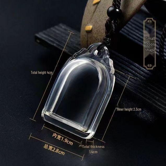 Acrylic Buddha Amulet Pendant - Transparent, Dustproof, Fashionable Door Shape with Openable Gemstone Charm