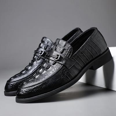 2024 New Fashion Business Leather Shoes Dress Groom Shoes Low Help Set Foot Leather Alligator Print Casual Shoes Man Lofer Shoes