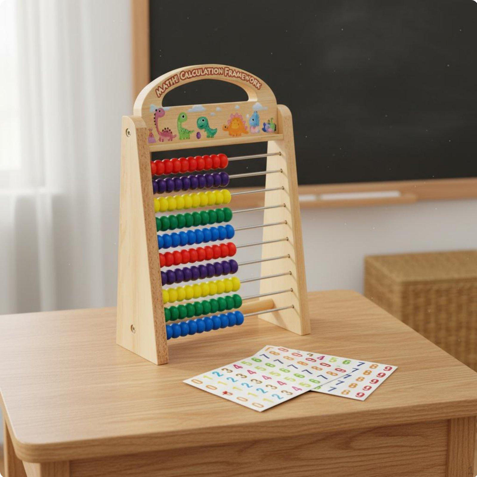 Children s Calculation Rack Solid Wood Construction Wooden Abacus Educational Gift Notion 10Row