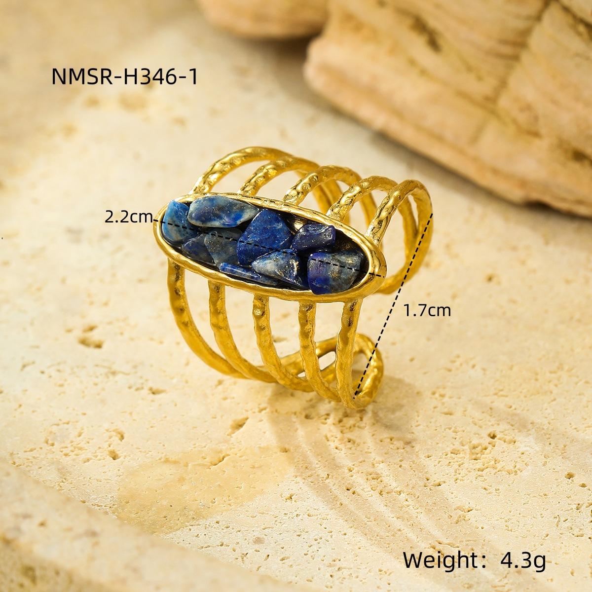 GEMCHIC Women s 18K Gold Plated Titanium Steel Wire Wrapped Natural Stone Open Ring