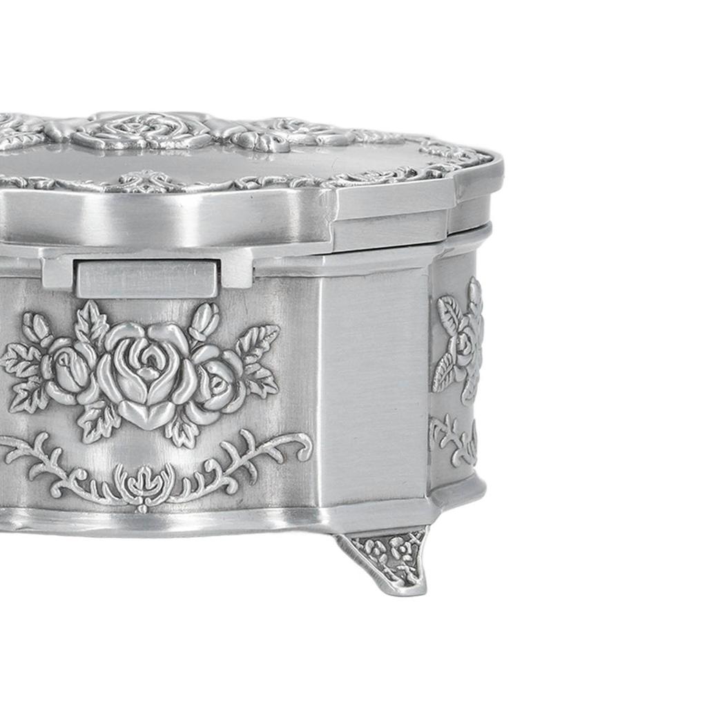 Vintage Jewelry Box, Zinc Alloy Soft Lining EmNaBossed Design Polishing, with Sturdy Trinket Box for Jewelry Storage Gifts