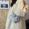 Elegant Women's Drawstring Bucket Butterfly Chain Shoulder Bag Fashion PU Top-Handle Solid Color Crossbody Bag KTY