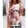 2025Christmas Women's T Shirt Graphic Snowman Vintage Fashion Stylish Long Sleeve Crew Neck Regular Tops Daily Print Fall Winter