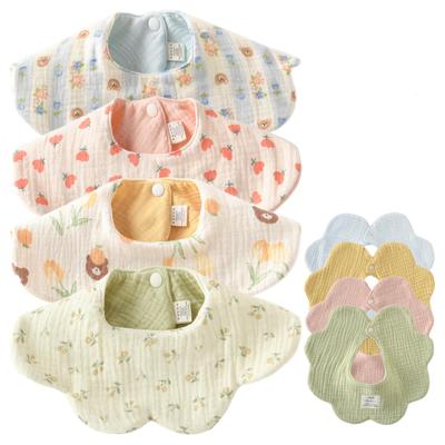 Baby Waterproof Set of Gauze Flower Petal for Girls and Solid Stylish Newborn Baby Baby Shower Gift [GoUseGo] Bibs, Double-Sided Reversible, 4,