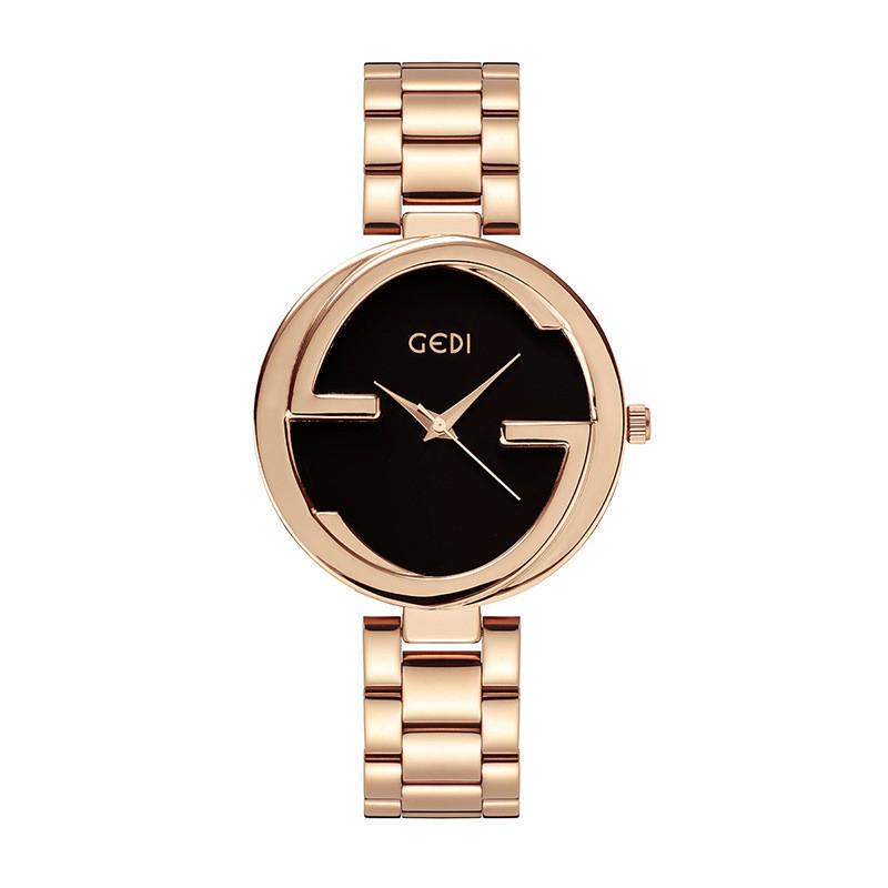 

Womens Quartz Watch With Stainless Steel Band And Decorative Dial For Fashionable Ladies BlackGold