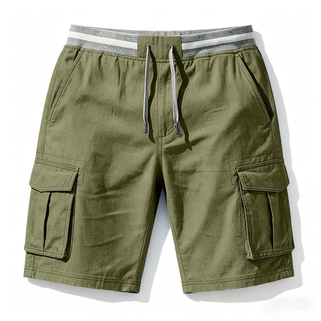 Pantalones Cortos Cargo para Hombre con Cintura Elástica y Cordón, Transpirables Casuales de Verano