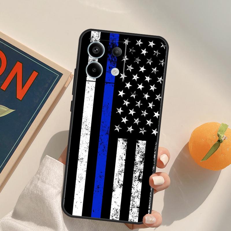Police Thin Blue Line Flag Funda For Xiaomi Redmi Note 14 Pro 9 10 11 12 13 Pro 10S 11S 12S Redmi 10C 12C 13C 14C Case