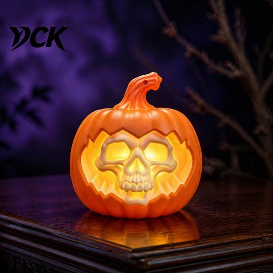 Led Pumpkin Decor Halloween Light, LED Lighted Ghost Skull Lantern, Spooky Party Supplies Tabletop Decorative Lamp for Home Indoor Holiday Window Sill
