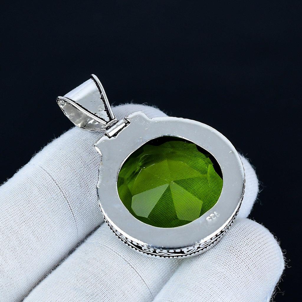 Peridot Anhänger, 925 Sterling Silber Handgefertigter Schmuck, Peridot Silberanhänger, Partyschmuck für Damen, Anhänger Valentinstagsgeschenk