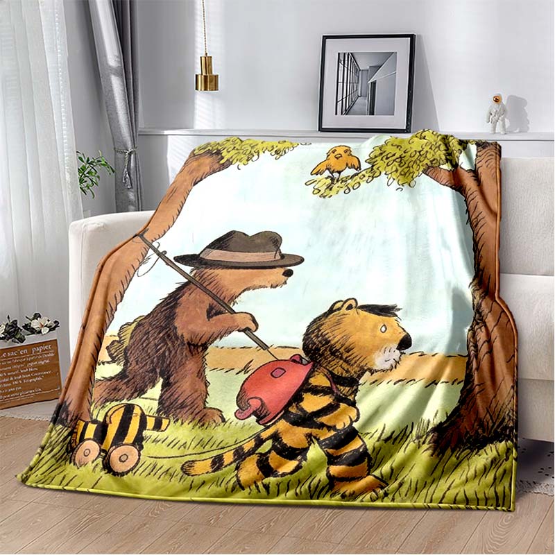 Janosch "Wie der Tiger Zählen Lernt" Flanelldecke, Weiche Warme Kuscheldecke mit Kinderbuch-Print, Gemütliche Bettwäsche für Kinder