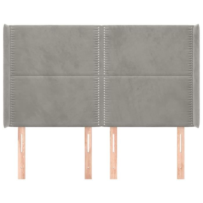 VidaXL Tête de lit avec oreilles Gris clair 147x16x118-128 cm Velours3119488