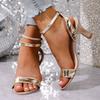 Fashion Women Sandals Summer  Elegant Heels Women Open Toe Stiletto Heeled Party Shoes Woman Sexy Ankle Strap High Heels Sandals Women