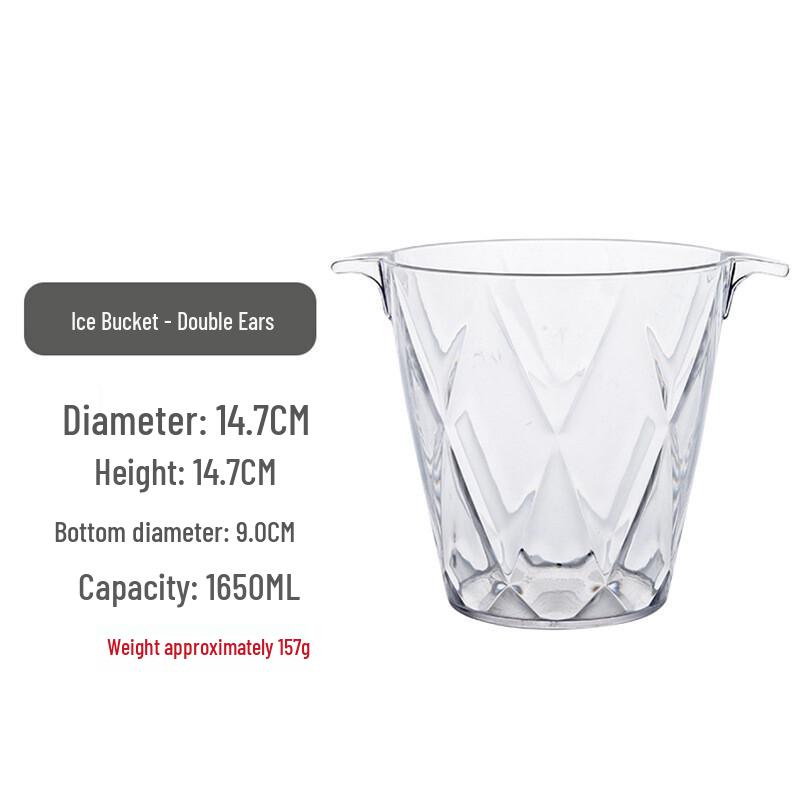 Transparent Plastic Ice Bucket with Tongs
