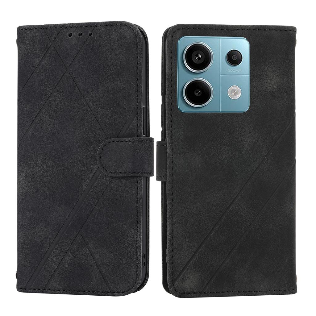 For Xiaomi Redmi Note 13 Pro 5G/Poco X6 5G Wallet Case PU Leather+TPU Phone Cover Imprinted Line