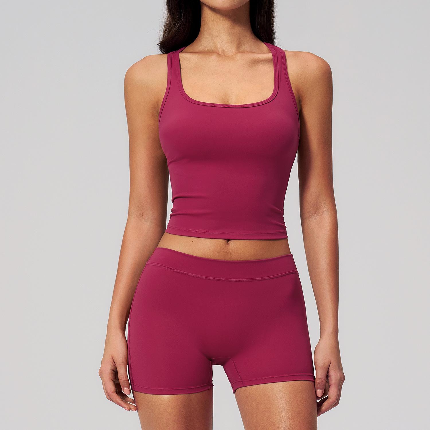 Dare to Show Women s Yoga Set: Brushed Square Neck, Beautiful Back, Low Waist, Hip-Lifting Sportswear for Fitness & Running XL