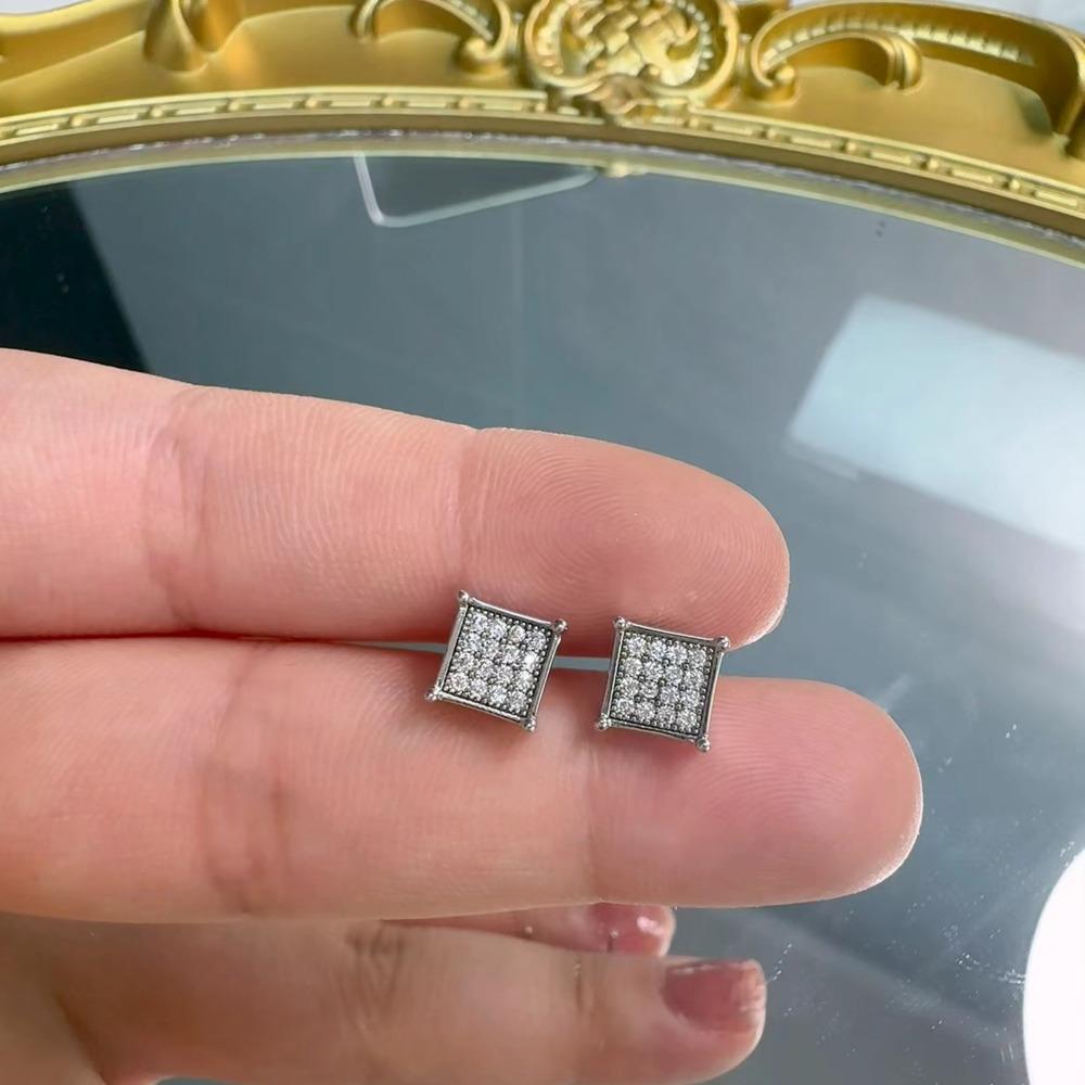 Orecchini a Perno Quadrati Iced Out in Moissanite Rame Gioielli Hip Hop Per Uomini Donne