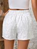 2026 Summer White Embroidered High-Waist Elastic Slit Shorts