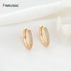 Luxury Rainbow Zircon Hoop Earrings For Women 14K Gold Plated Brass Round Huggie Earrings Wedding Jewelry Gift