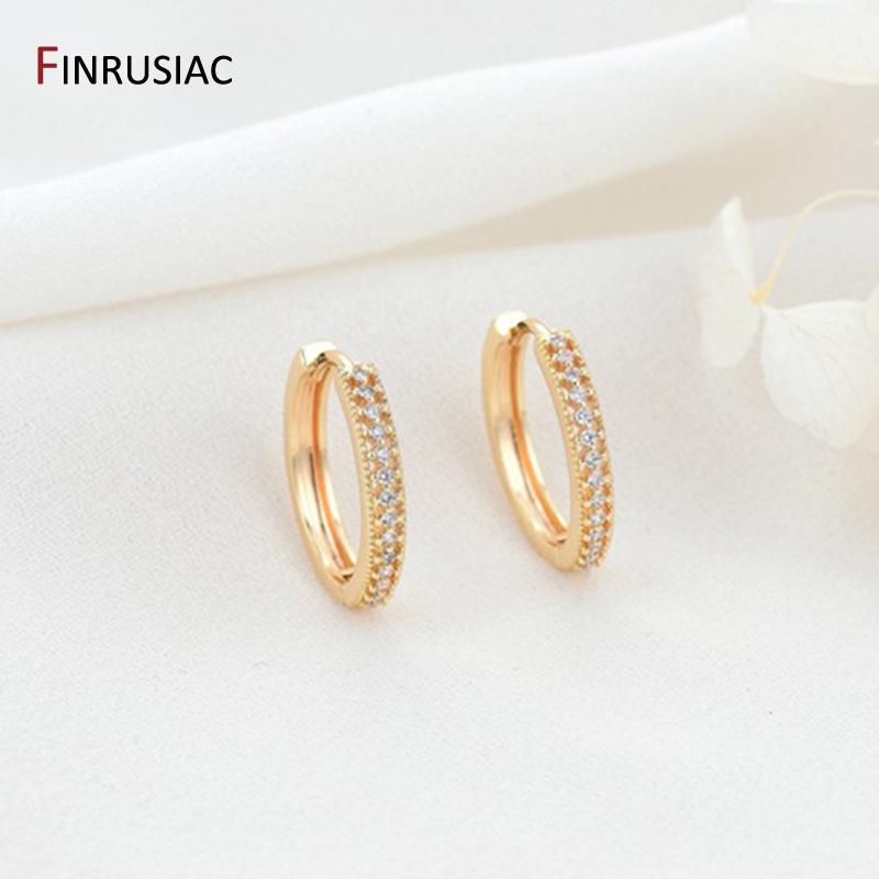 Luxury Rainbow Zircon Hoop Earrings For Women 14K Gold Plated Brass Round Huggie Earrings Wedding Jewelry Gift