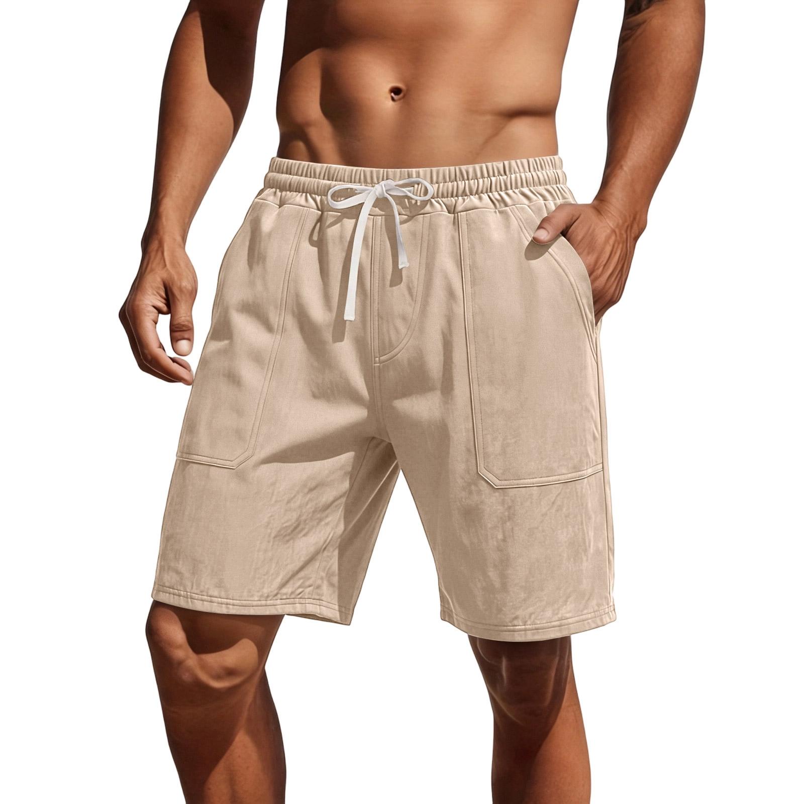 Men s Summer Casual Linen Shorts - Men s Lightweight And Breathable Beach Pants L