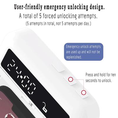 Portable Phone Lock Box with Timer 24 Hours Transparent Lid Phone Locker Storage Box Self-Control LCD Display Phone Box