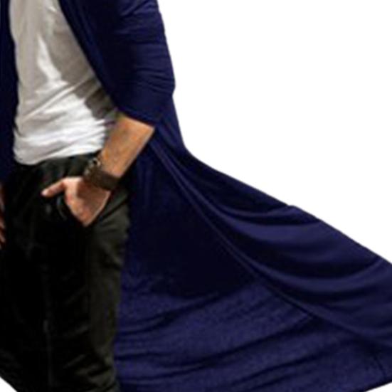 Lange Mouw Enkellengte Heren Vest Eenvoudige Effen Kleur Open Voorkant Jas Vest Bovenkleding