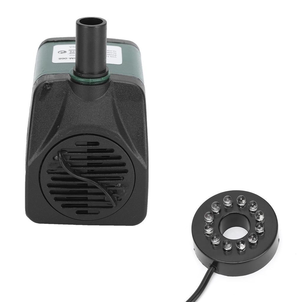 Fish Tank Submersible Water Pump with Colorful LED Light Aquarium Silent Fountain PumpGreen EU Plug