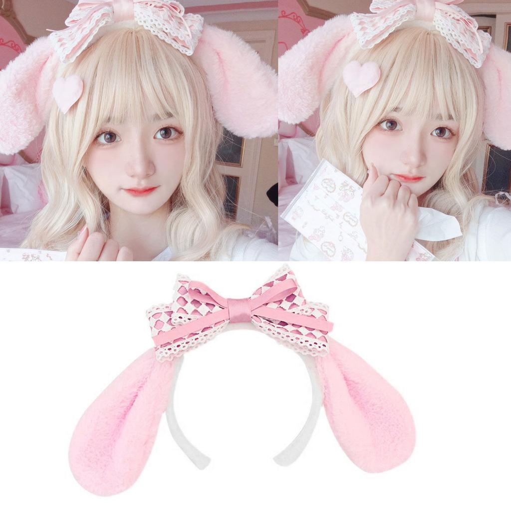 Sweet Style Tiara Women Students Photoshoot Hairband Cartoon Melody Ears Bowknot Headbands Plush Fluffy Hair Hoop