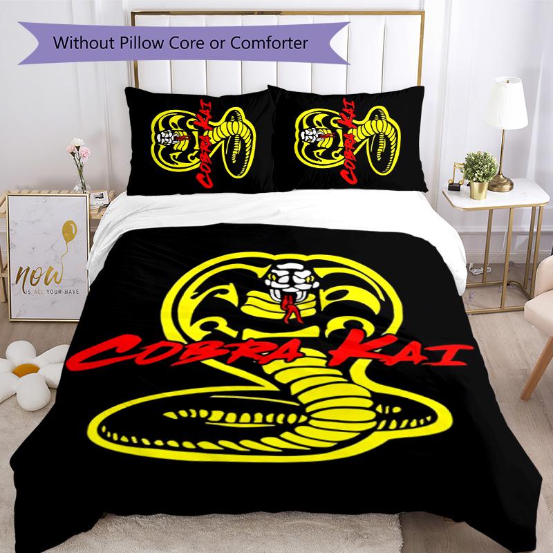 Cobra Kai 3pcs Bedding Set Duvet Cover Closure Includes 1 Duvet Cover & 2 Pillowcases for All Seasons Bedroom Home Dorm Decor
