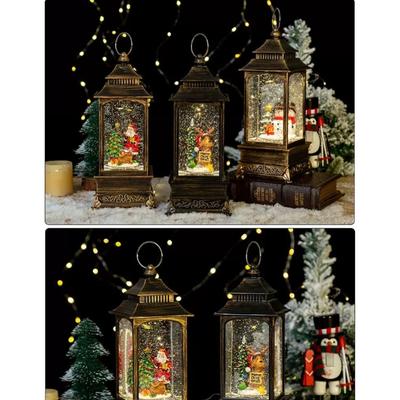 Christmas Snow Globe Lanterns With Builts In Music Automatic Snowflake Battery Operated Festives Home Office Decoration