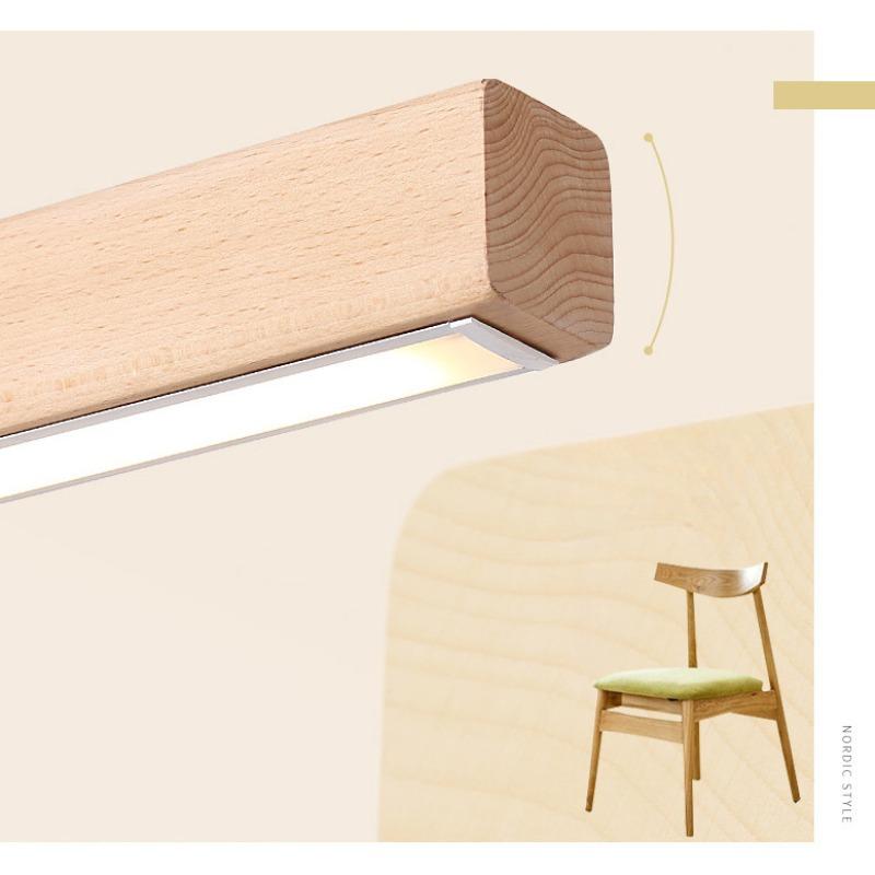 Natural Log Living Room Dining Room Pendant Lamp Word Long Strip Lamp