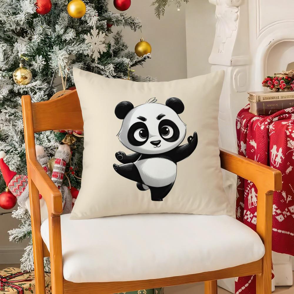 Cute Panda Pillow Case Silky elegant Comfort Sofa Bed Invisible zipper