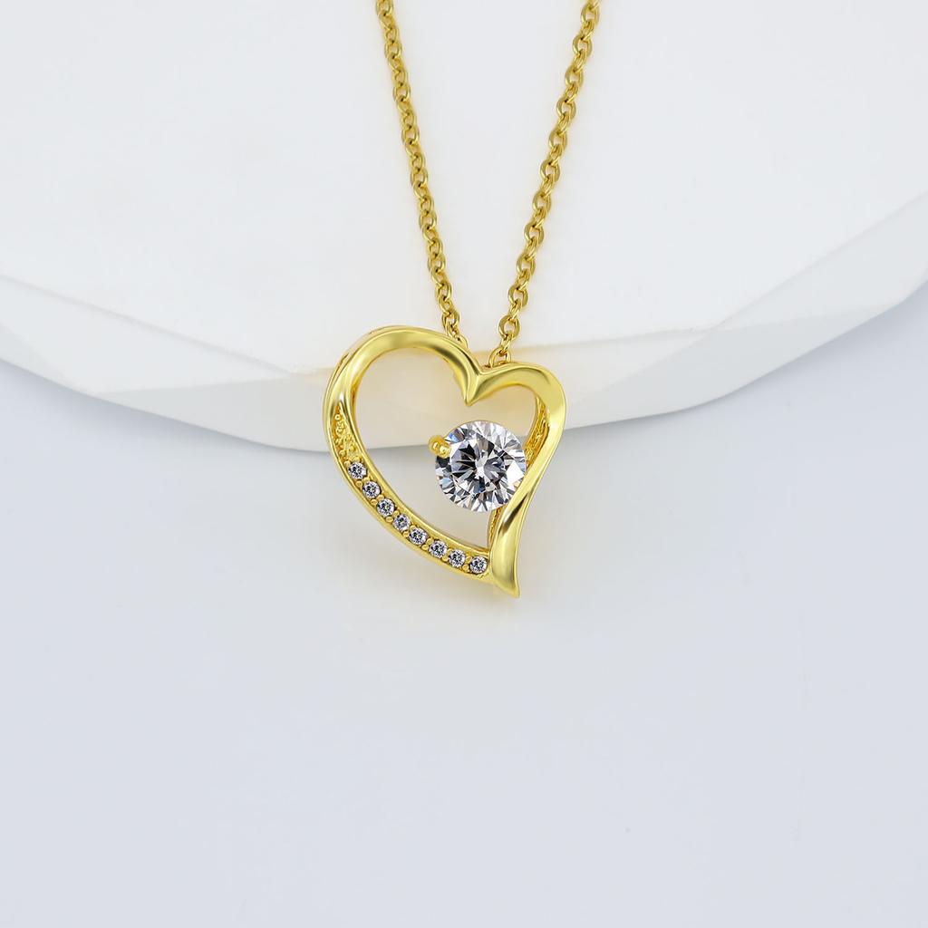 Sterling Silver Heart Pendant Necklace with Dancing Cubic Zirconia Romantic Jewelry for Women