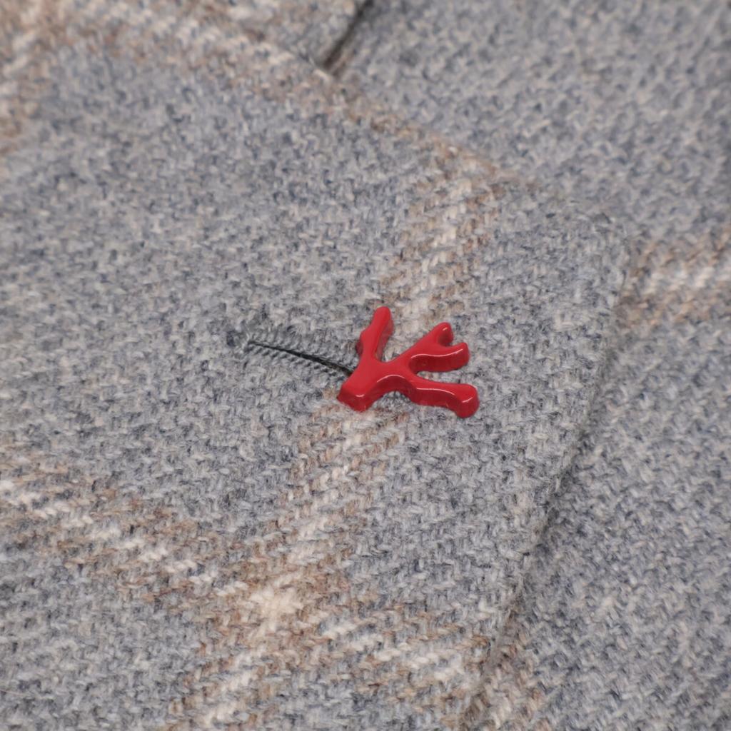 ISAIA 003313 POMPEI cashmere windowpane check tailored jacket Jacket 48 grayUsed