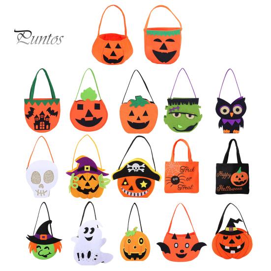 Cute Skeleton Ghost Bags Halloween Felt Candy Bag, Pumpkin Skull Cat Owl Tote for Holiday Goodie School Kids, Non Woven Trick or Treat Handbag, Party